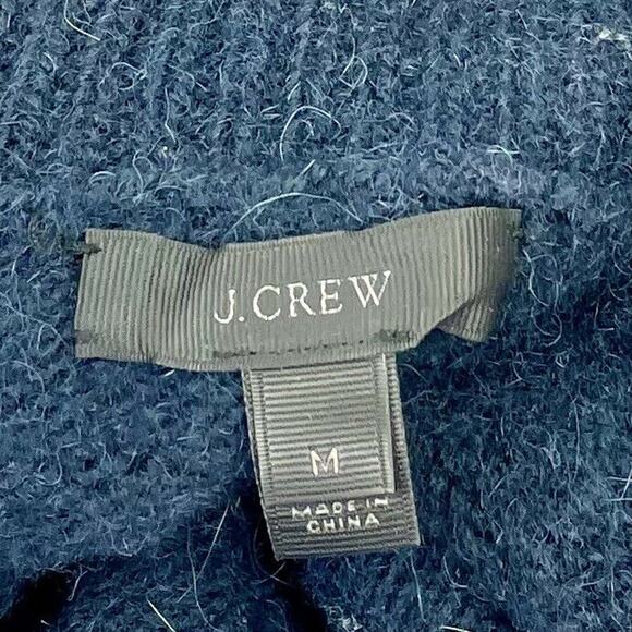 J. Crew Women Blue Wool Alpaca Blend Turtleneck Pullover Sweater Size M - Picture 5 of 8